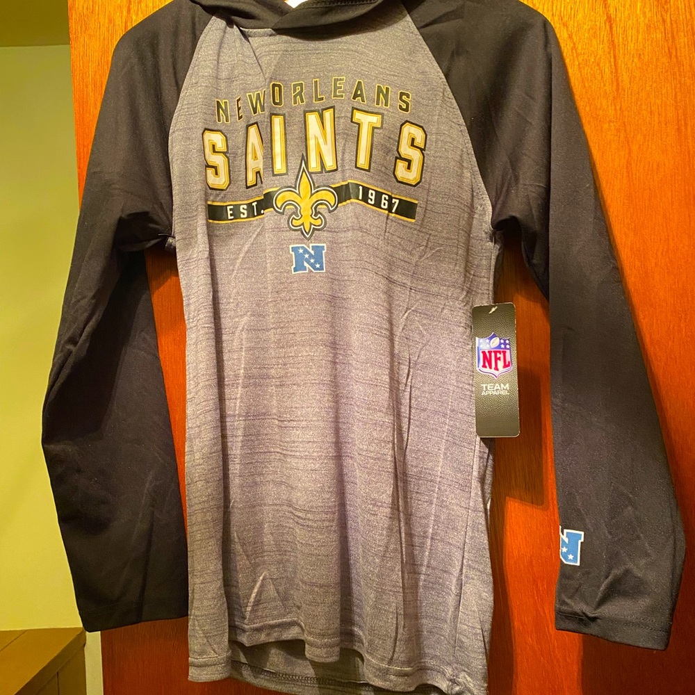 New Orleans Saints official boys hooded long sleeve t shirt